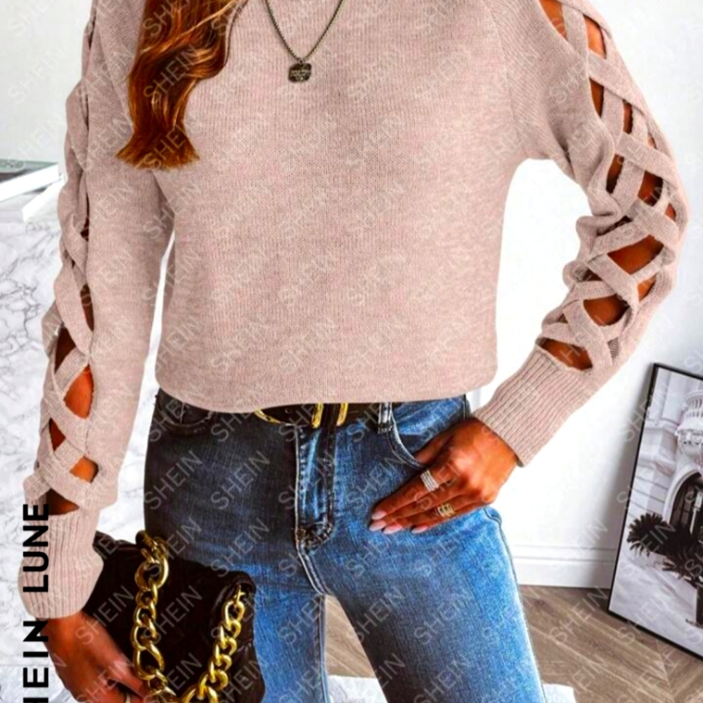 Cutout sleeve sweater